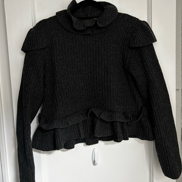 Ganni open-back ruffled ribbed wool-blend sweater - Picture 5 of 6